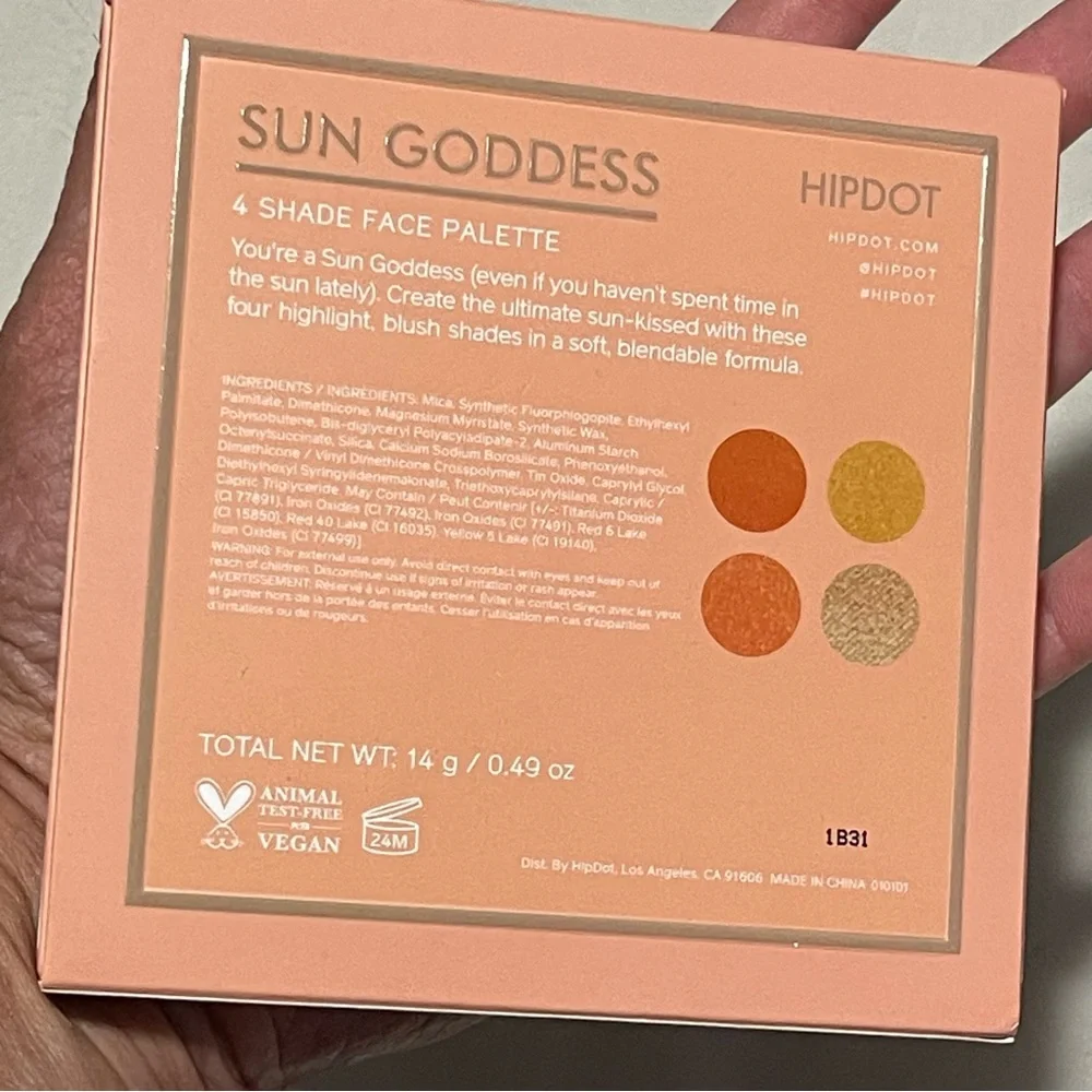 NIB Hipdot Sun Goddess 4 shade face palette full size blush highlighter